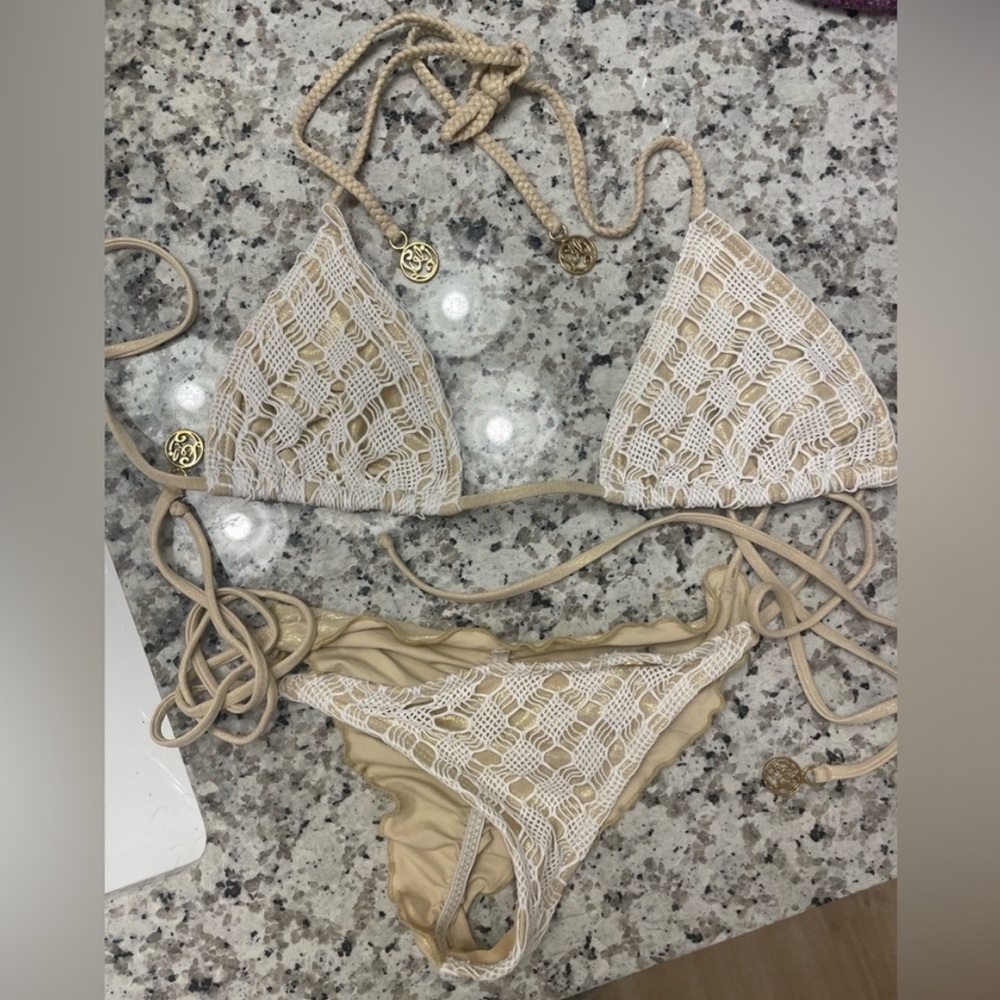 Tan and gold bikini size small worn once